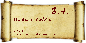 Blauhorn Abád névjegykártya